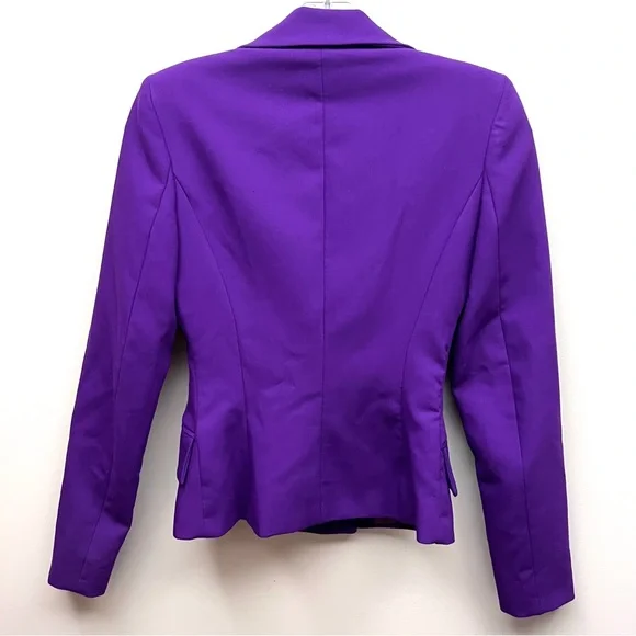 ZARA Double Breasted Crop Long Sleeve Purple Blazer Jacket XS NWT - Picture 4 of 11